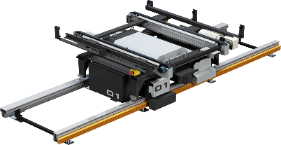 Rail-guided transfer vehicle
